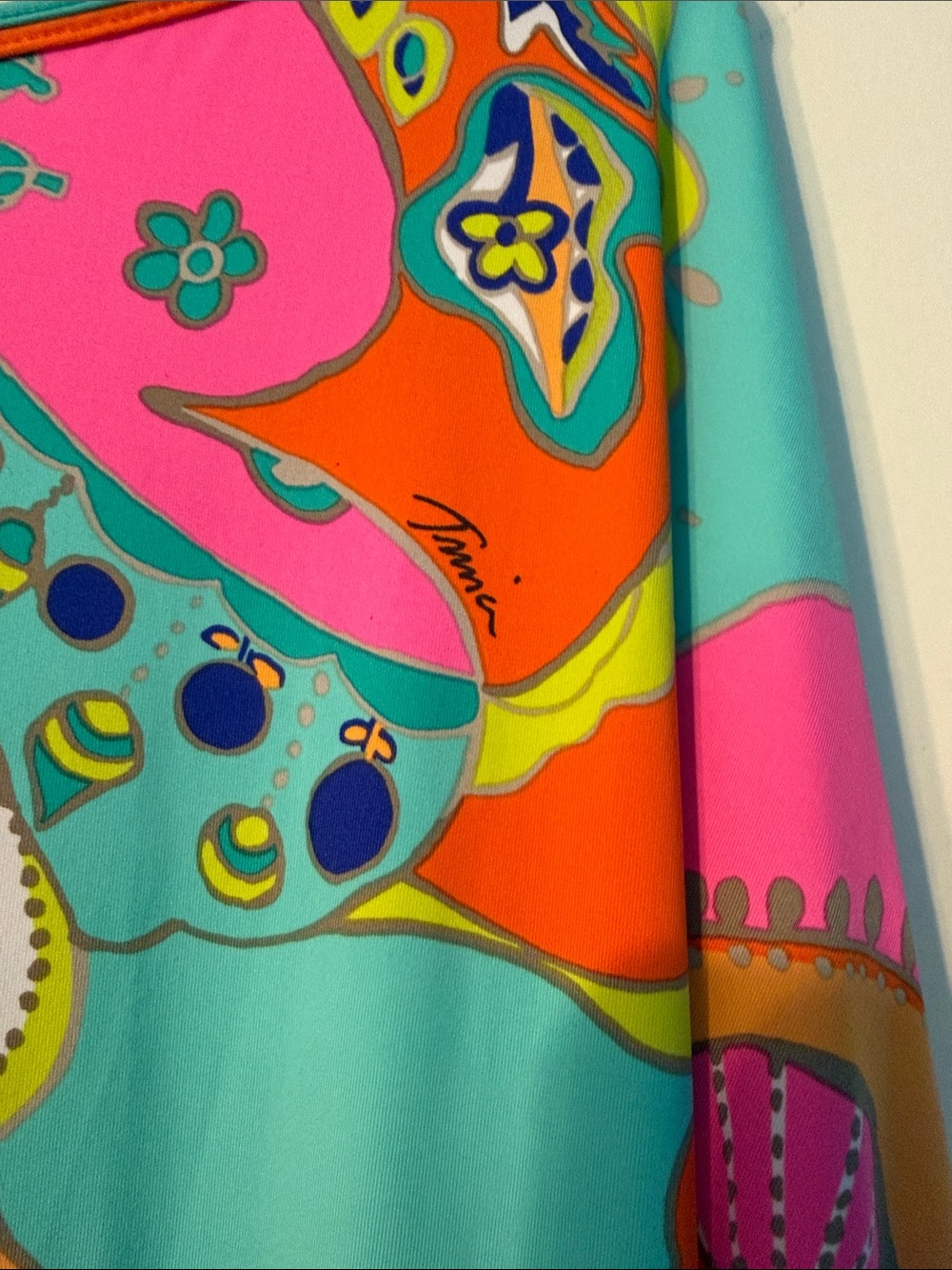 Trina Turk Vibrant Floral Tie-Front Tunic in Aqua & Pink - Picture 3 of 3